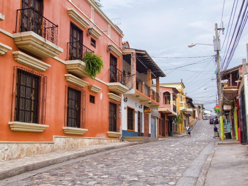 Idyllic street in Copan Ruinas, Honduras, Central America